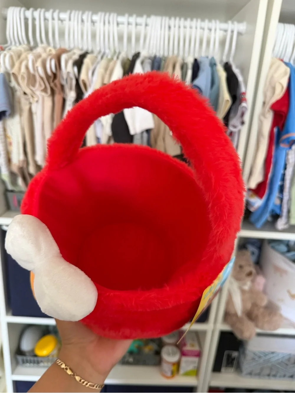 Elmo Plush Kids Halloween Basket – Red